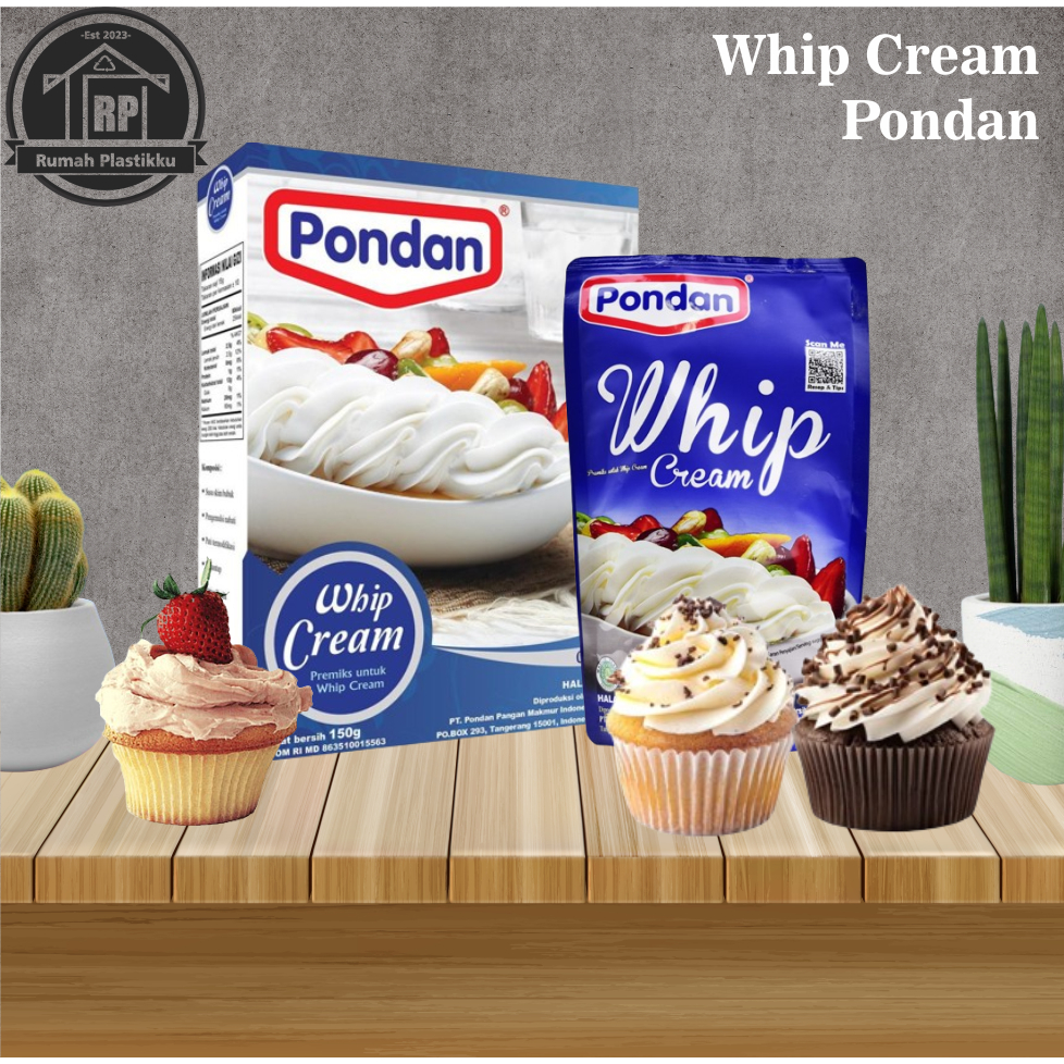 

Pondan Whip Cream Powder / Topping cake / Topping Roti / Topping Minuman / Kemasan Box dan Pouch