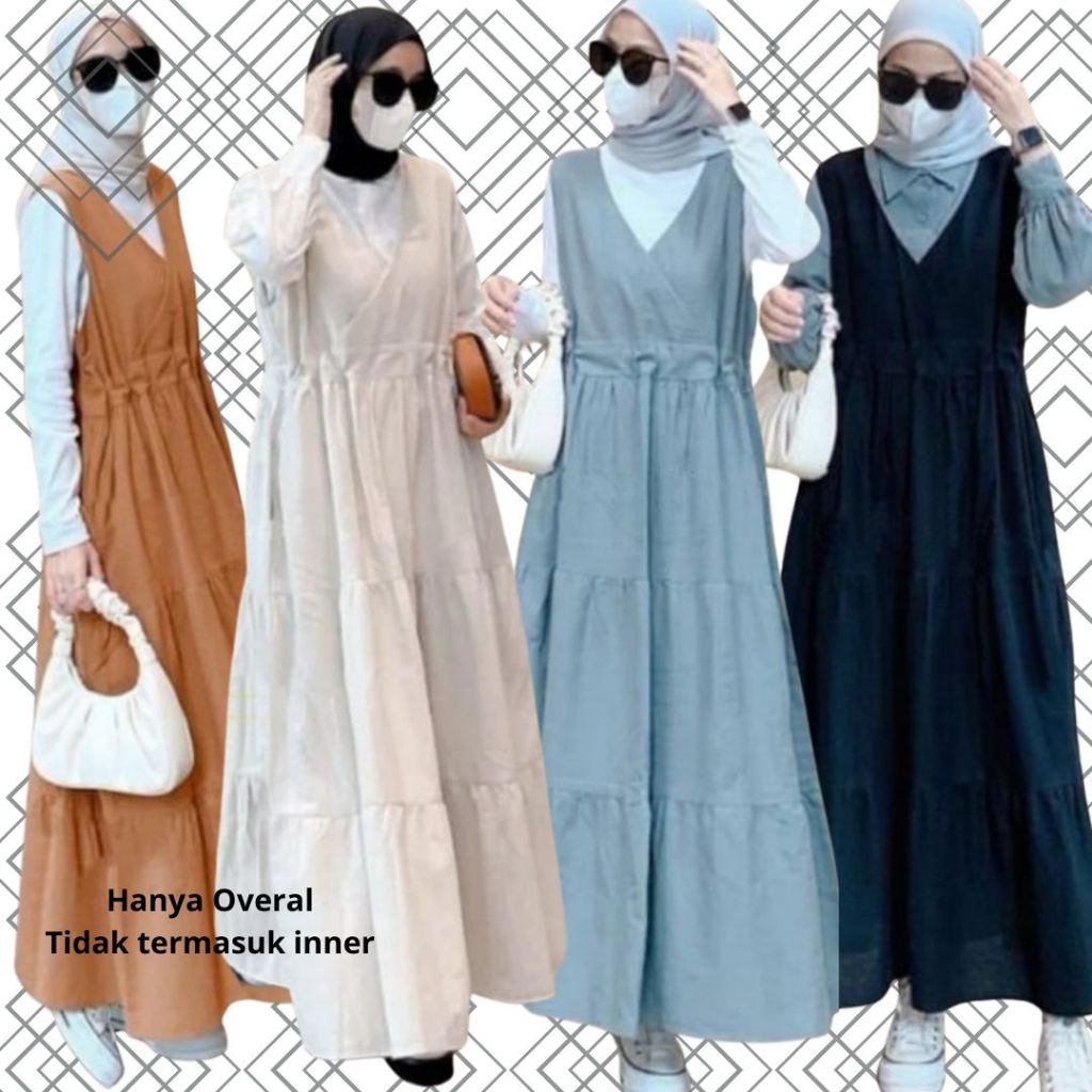 Rok Overall Wanita Baju Kodok Jumsuit Casual Bahan Katun Linen Rami Polos