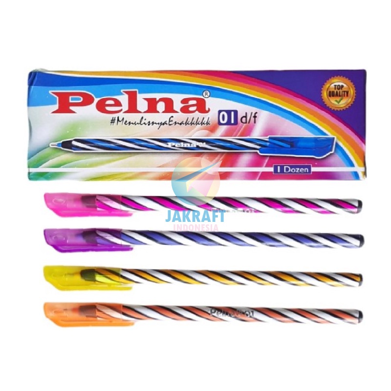 

GOGO 12 Pcs Pulpen Bolpen Pen Murah Tebal PELNA 1 Biru Blue Smooth Writing Souvenir Warna Warni Mirip Quantum