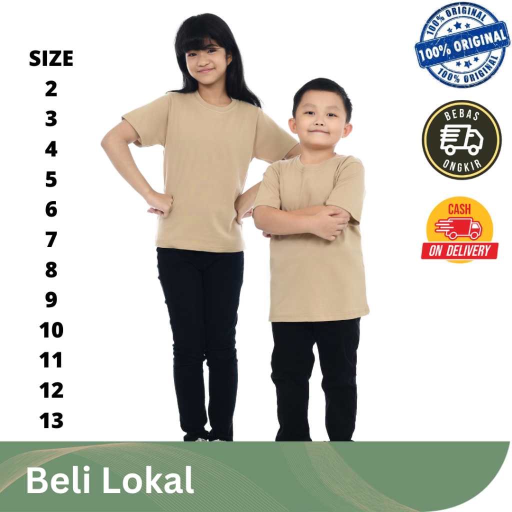 KAOS POLOS OBLONG ANAK LAKI-LAKI PEREMPUAN USIA 2 -  13 TAHUN T-SHIRT LENGAN PENDEK FULL COTTON COMB