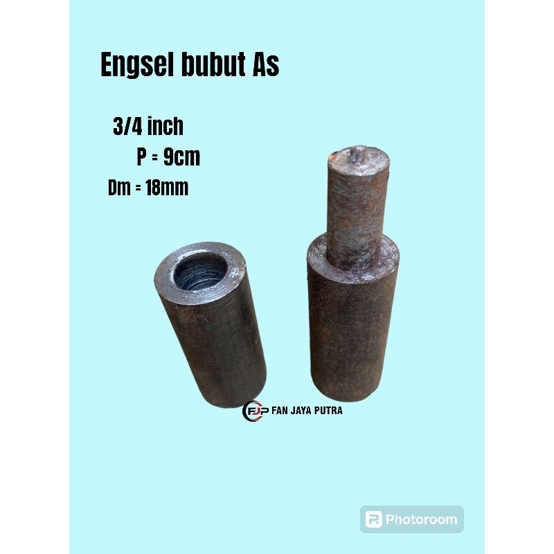 ENGSEL BUBUT AS 3/4 INCH PANJANG 9CM | ENGSEL BUBUT PINTU BESI