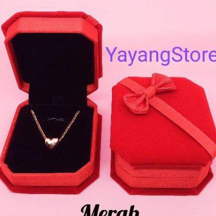 Terbatas KOTAK PERHIASAN KALUNG  BOX KALUNG  TEMPAT PERHIASAN KALUNG EMAS PERAK BELUDRU MERAH VEET