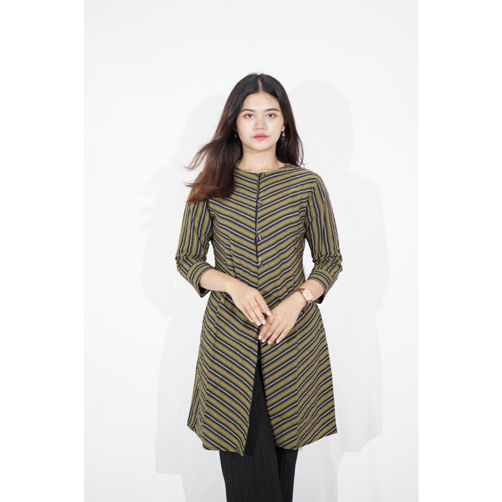 Atasan batik wanita tunic batik motif tenun blangket