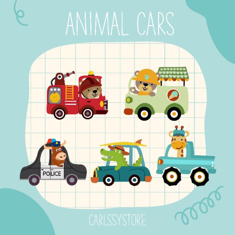 

Sticker Nama Custom - Animal Cars