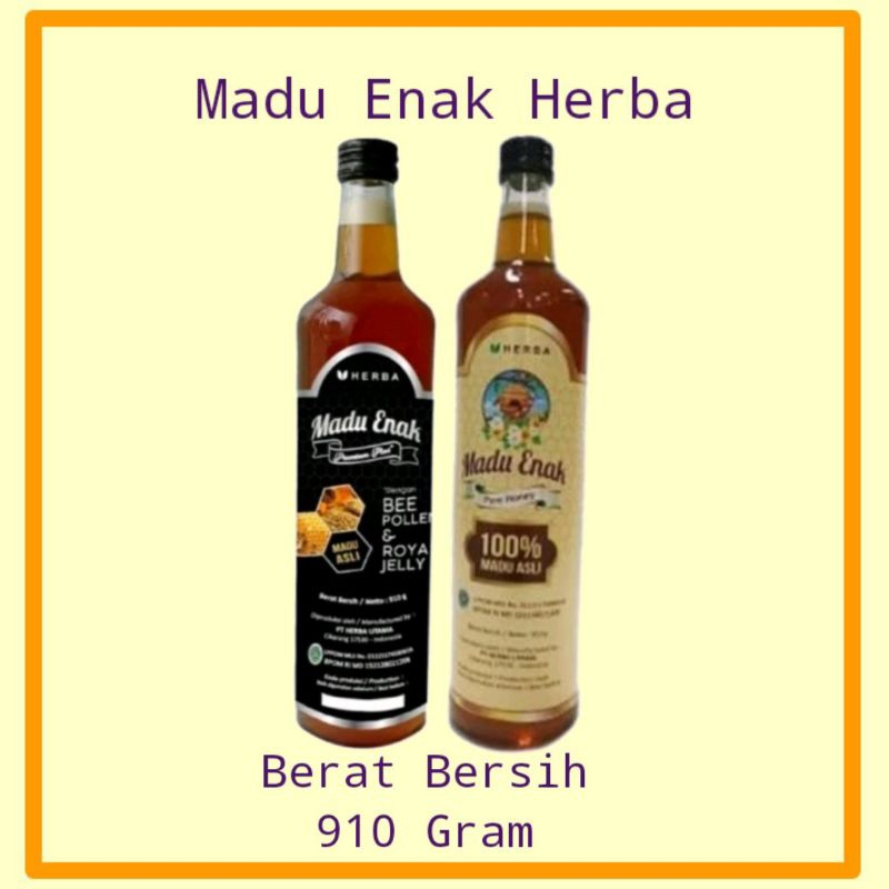 

Madu Enak Herba Botol Berat Bersih 910 Gram 100% Madu Asli