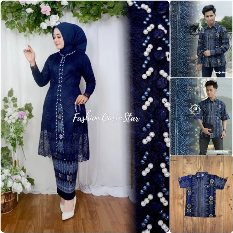 Setelan Baju Couple Tunik Kancing Seribu Payet Set Rok Plisket Batik Pasangan Kemeja Batik Ayah Dan 