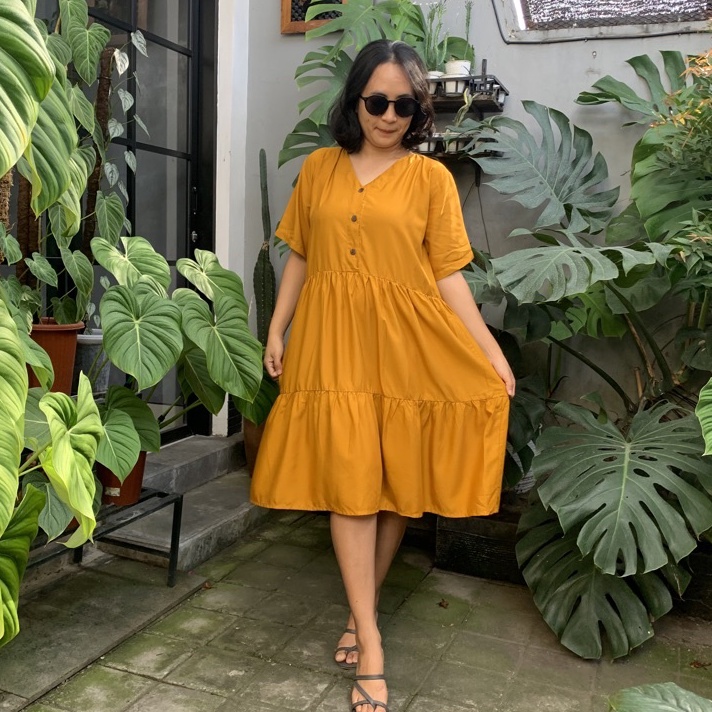 Raline Dress Ruffle Midi Rayon Busui Friendly