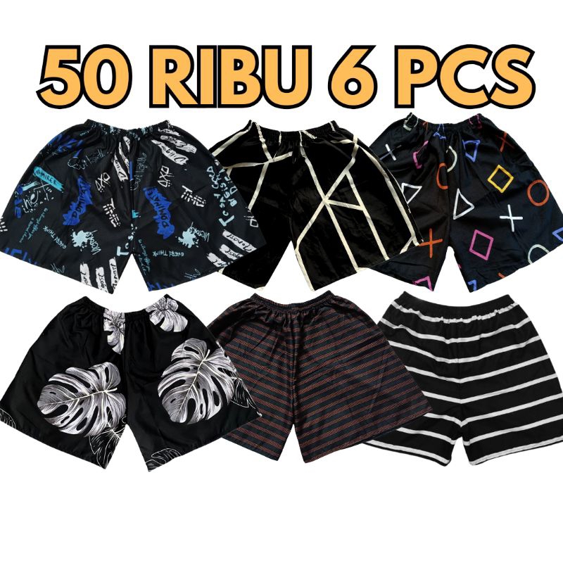 GROSIR 6 Pcs Celana Pendek Boxer Pria Wanita/Boxer Premium/Celana Boxer Pria/Boxer Konveksi