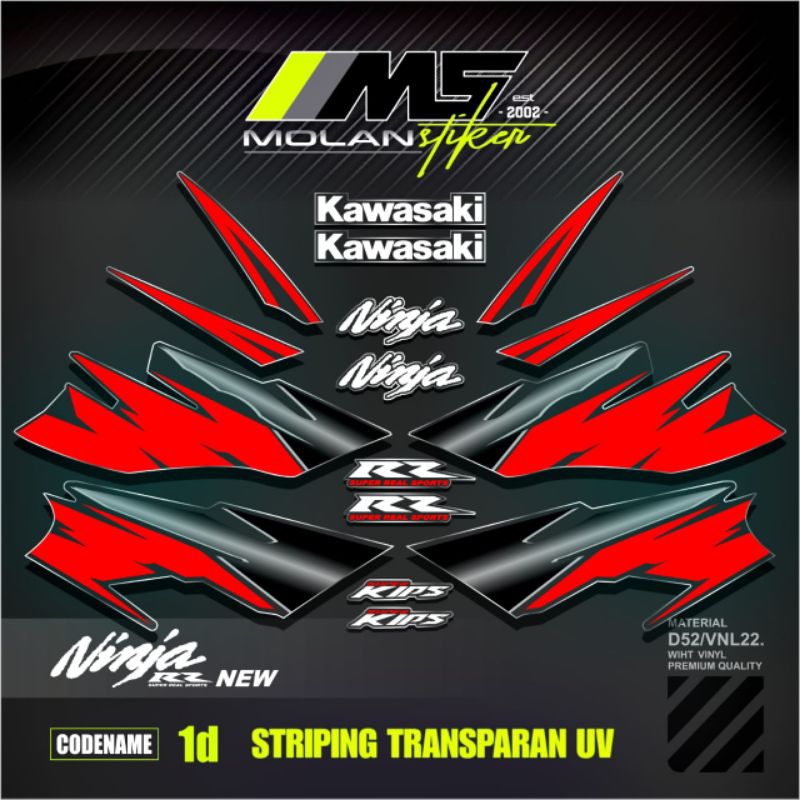 Decal Sticker Striping Variasi Tansparan Uv Ninja RR New 150 2Tak 2012-2017 Ninja RR SE Spesial Edis