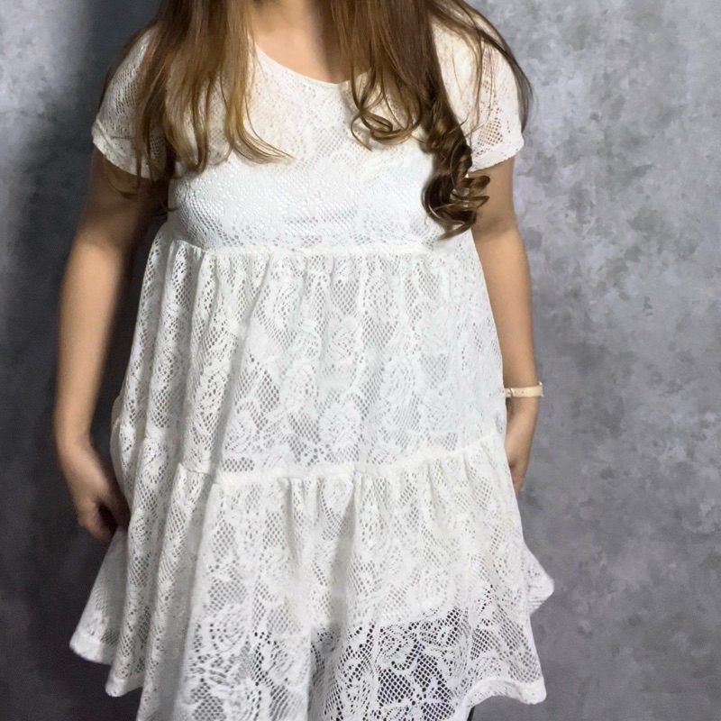 B70 Midi Dress Polos Midi Dress Brokat Midi Dress Putih Midi Dress Lengan Pendek Short Sleeve Midi D