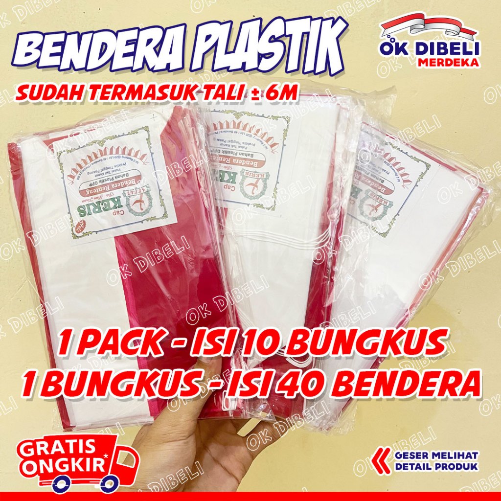 Bendera plastik segitiga renteng tinggal pasang bendera indonesia merah putih murah