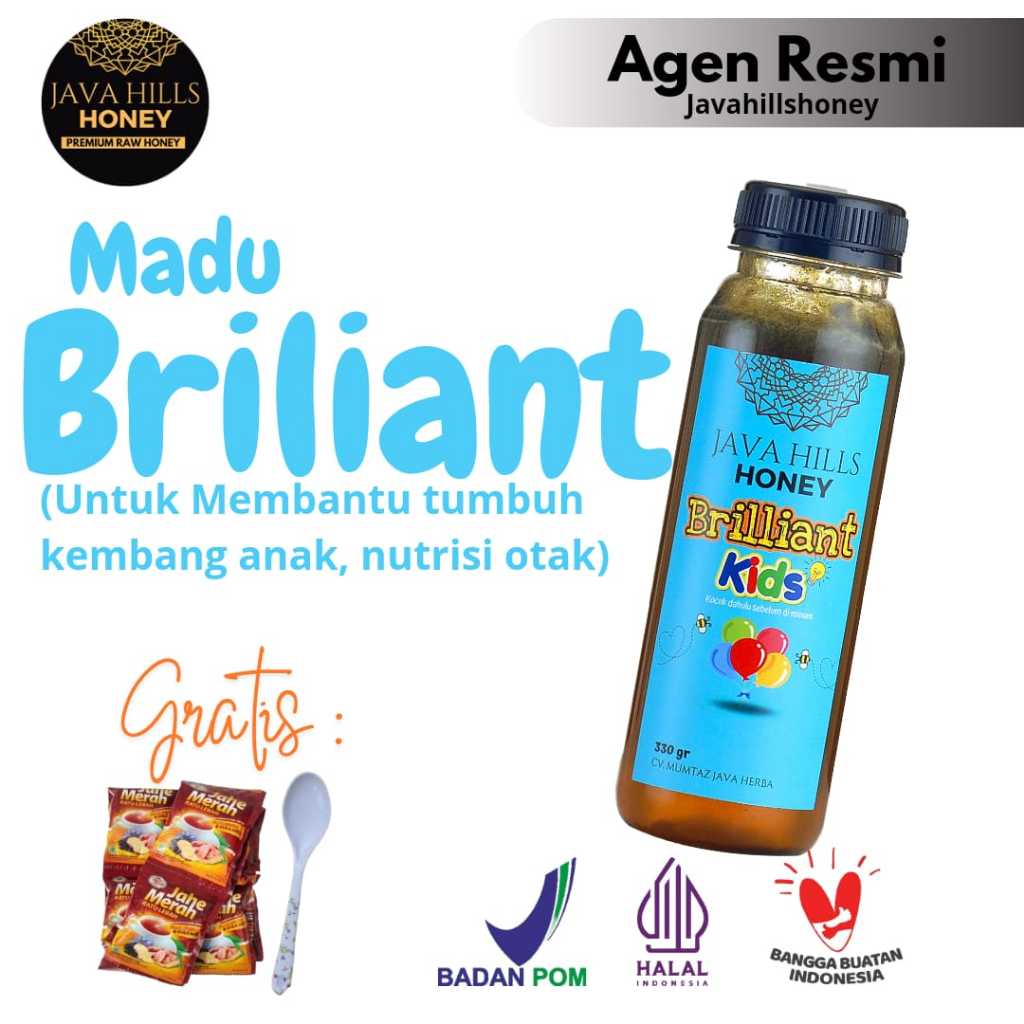 

Madu Briliant Kids Java Hills Honey Nutrisi Anak Menambah Nafsu Makan | Madu Anak Cerdas Vitamin Penambah Nafsu Makan Anak dan Tumbuh Kembang | Javahills Honey Madu Anak Menjaga Imun dan Daya Tahan Tubuh Anak 320gr | Extra Food Suplemen Anak