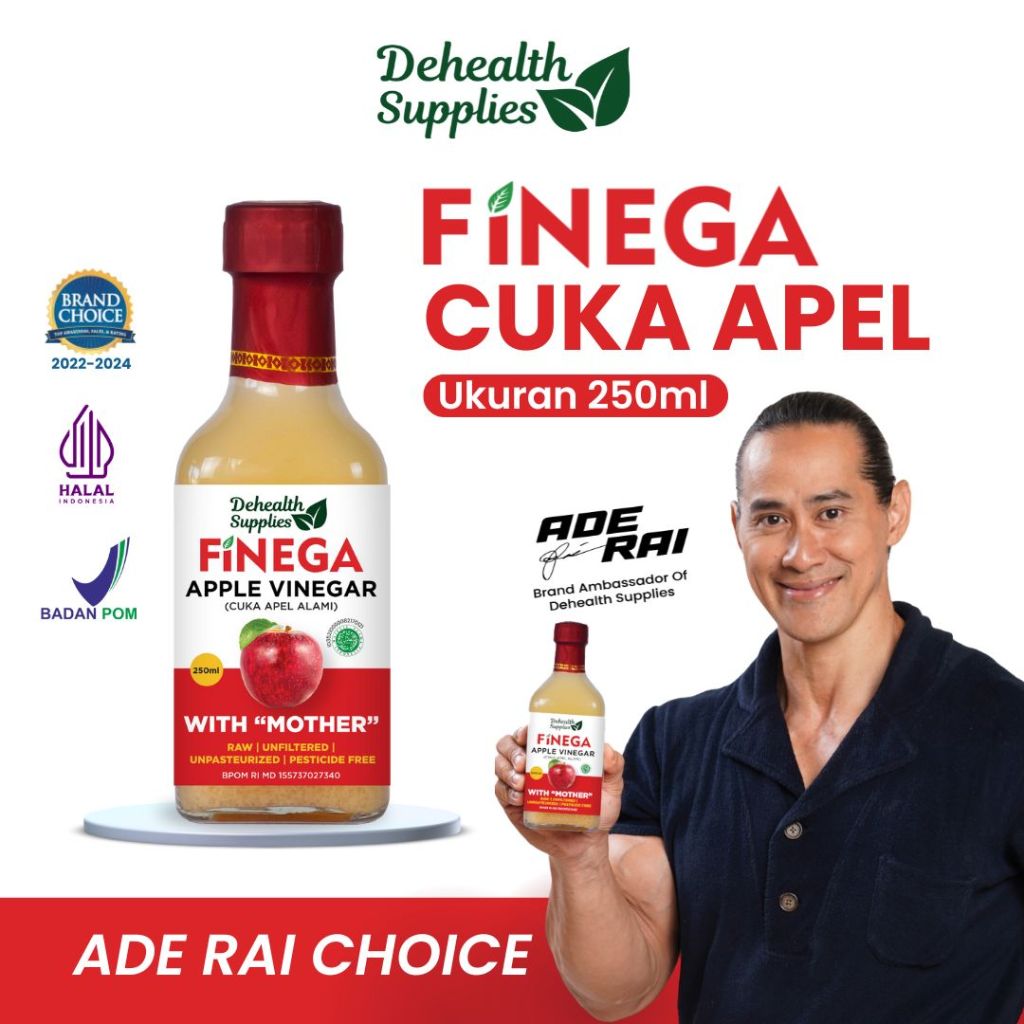 

Dehealth Supplies Finega | CUKA APEL | NENAS | LEMON | 250ml - Botol KACA