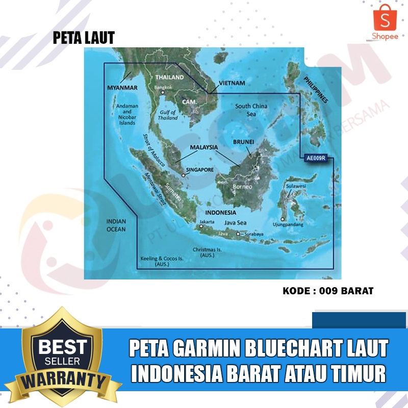 GARMIN Peta Garmin Laut Indonesia Bagian Barat Timur Bluechart 009 006 Laut Indonesia