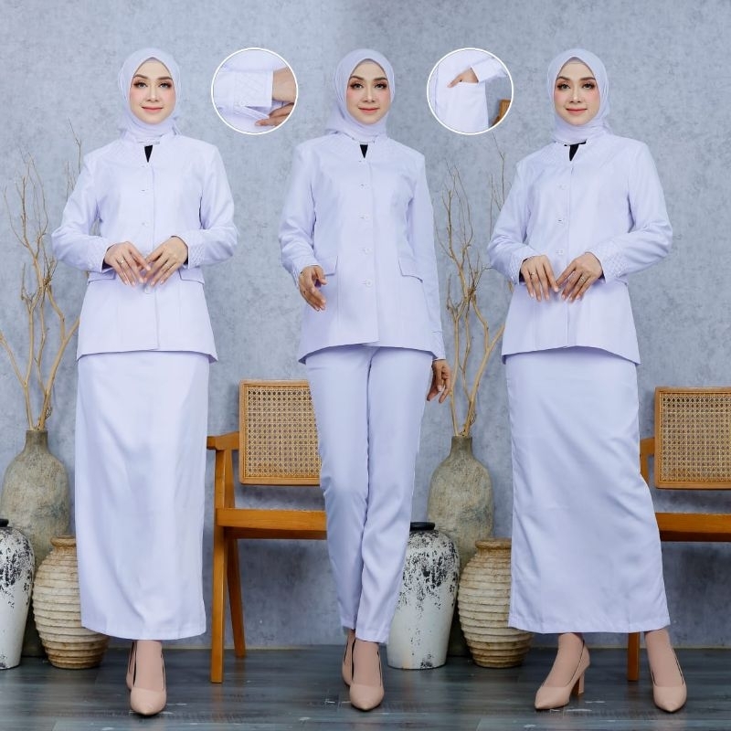 blazer wanita seragam kantor putih seragam dinas kesehatan baju perawat seragam perawat baju putih k