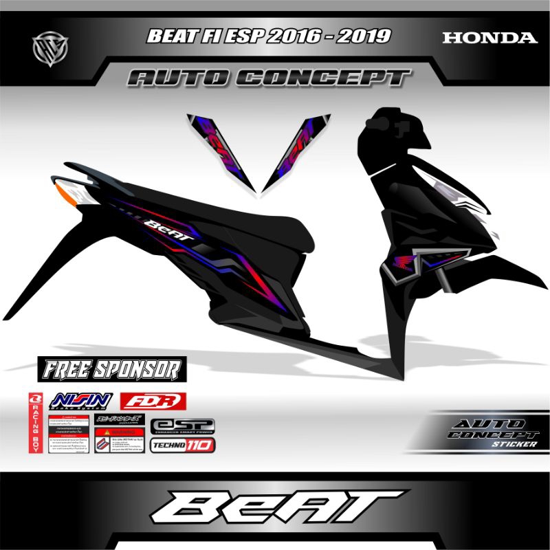 STRIPING SETIKER BEAT FI NEW ESP 2016-2019 STICKER VARIASI MOTOR  SETIKER MOTOR HONDA BEAT