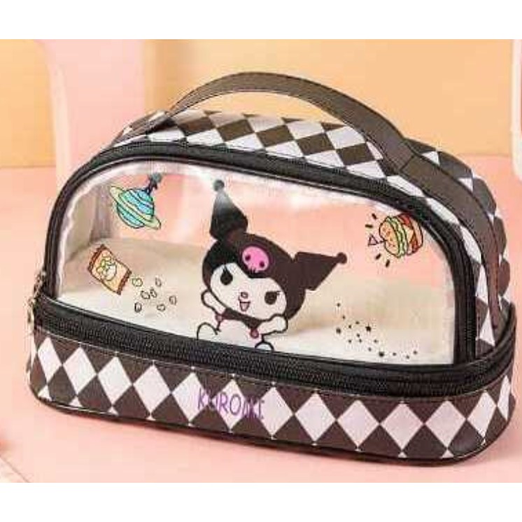 

Kotak Pensil Transparan Tempat Pensil Karakter Kartun Kantung Pena Transparan Lapisan Ganda