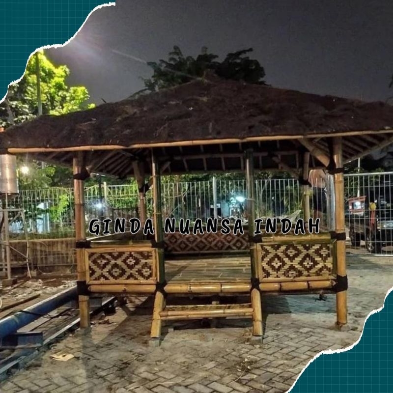 Pembuatan Saung Gazebo Minimalis Kayu Bambu