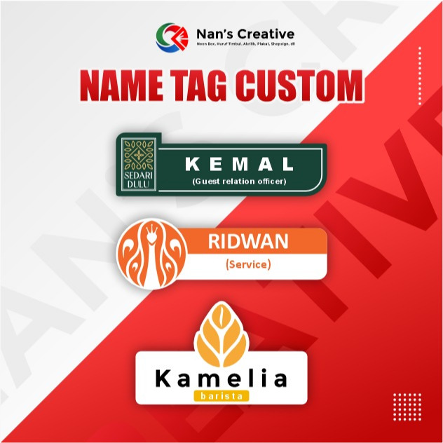 

Nama Dada / Name Tag / Papan Nama Akrilik/Name Tag Akrilik Custom