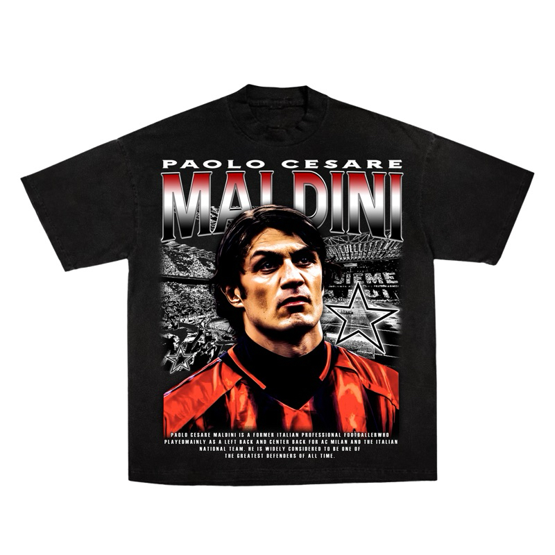 ZEEB Oversized Tee Paolo Maldini AC MILAN RETRO TSHIRT OVERSIZE UNISEX COTTON 20s hitam polos combed