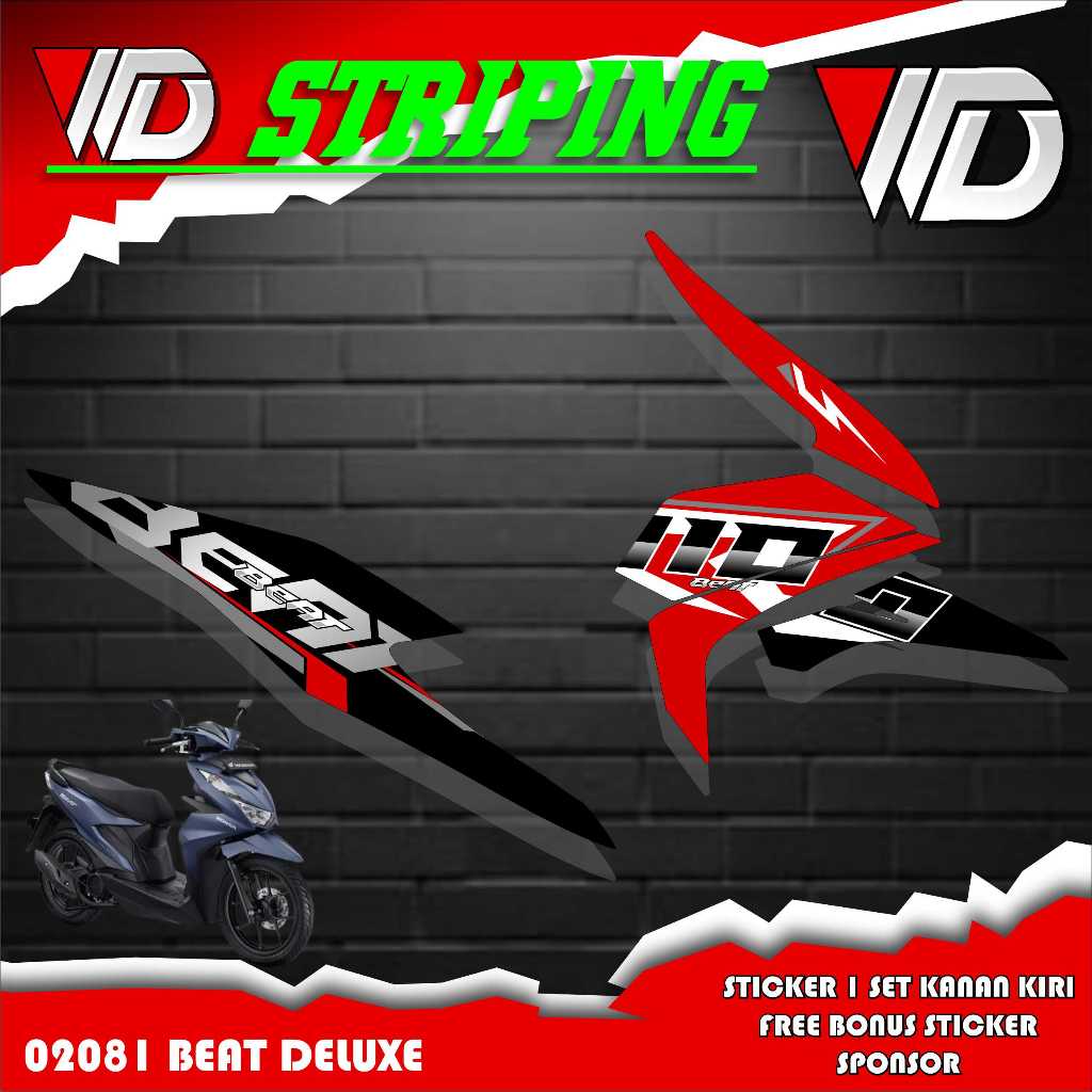 02081 Striping sticker sepeda motor beat deluxe motif thailand desain keren terbaru