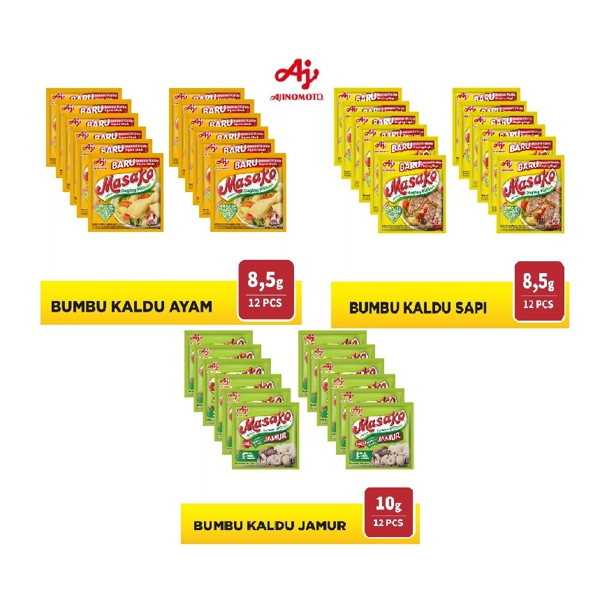 

Masako Bumbu Kaldu Sapi Penyedap Rasa 8.5 gram (12pcs) / Masako Bumbu Kaldu Ayam Penyedap Rasa 8.5 gram (12pcs) / Masako Bumbu Kaldu Rasa Jamur 10g (12 pcs)