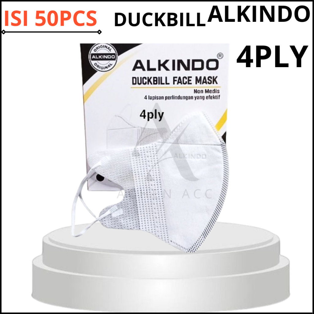 Masker Duckbill Alkindo 1Box Isi 50Pcs Masker Duckbill Alkindo 4Ply Putih Hitam