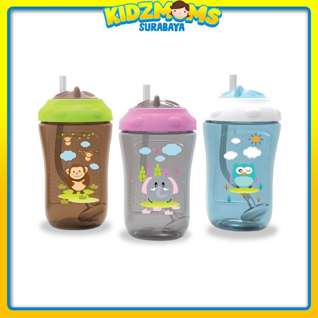 Botol Minum Anak Aneka Karakter Baby Safe Soft Silicone dengan Sedotan 300 ml FS405