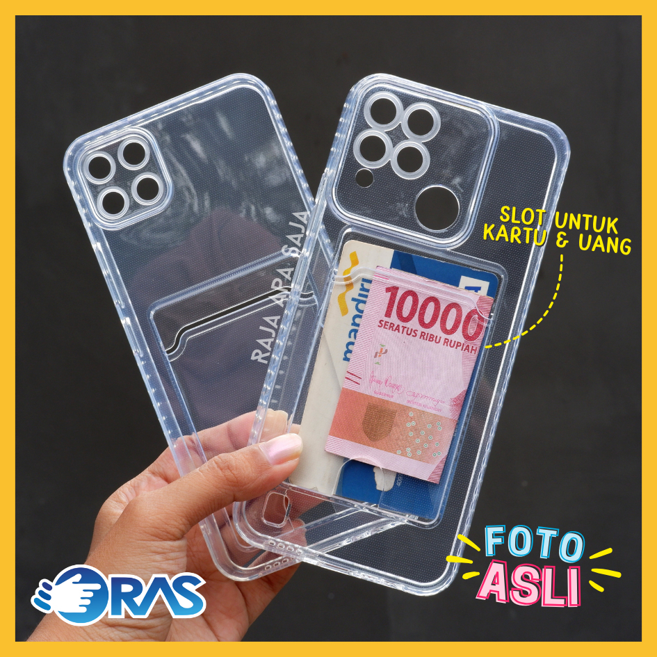 Softcase For REALME C11 C12 C15 C21 C25 Card Slot Kartu Casing Silicon Bening Clear Dompet