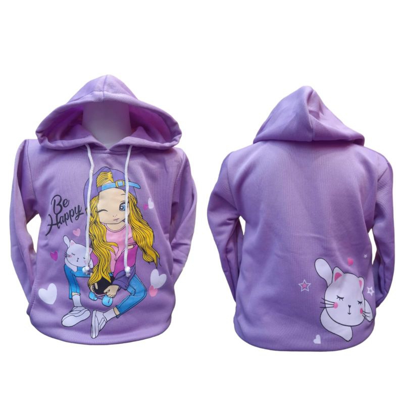 Model Terbaru - Sweater Anak Perempuan Karakter Be Happy Girl - Kids Sweater/Sweater Anak Perempuan 