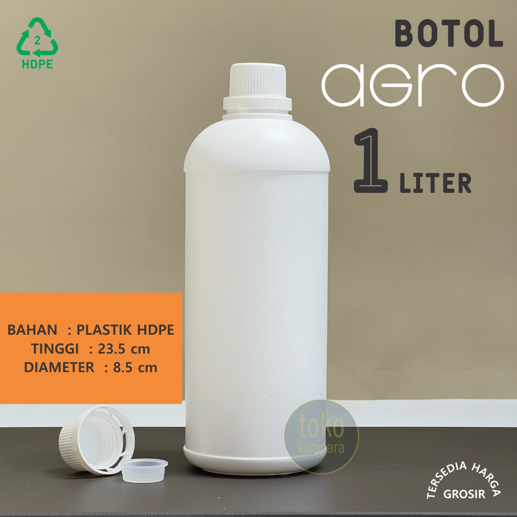 Botol Agro 1 Liter Plastik HDPE - Botol Labor 1000 ml GROSIR - Food Grade - Kemasan Cairan