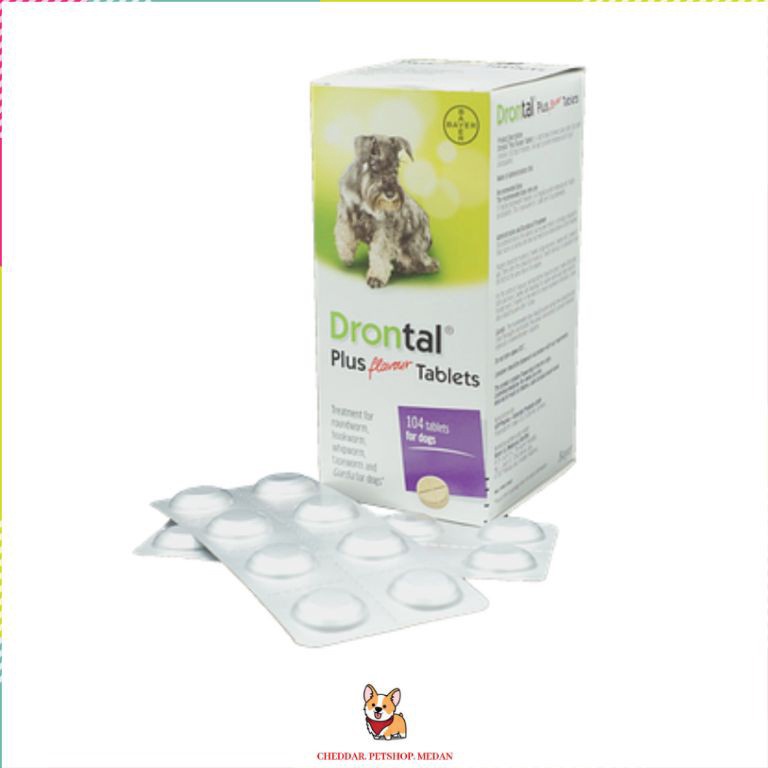 KODE Y4C Drontal Dog Plus Flavour 1 Strip  Obat Cacing Anjing Drontal 1 Strip 8 Tablet