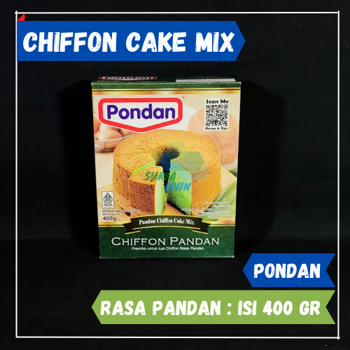 

Pondan Chiffon Cake Premix Rasa Pandan isi 400 gr / Tepung Kue / Cake Mix
