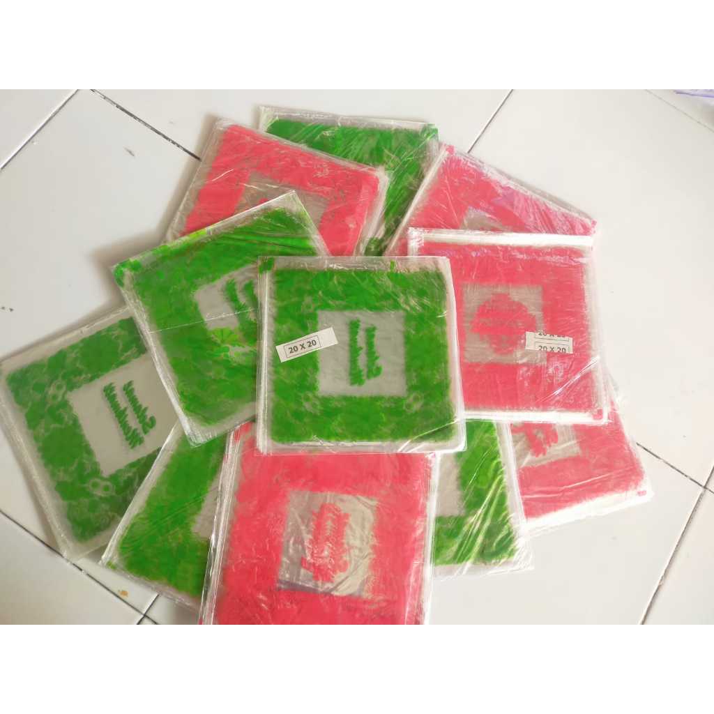 TERLARISS Plastik Selamat Menikmati / Selamat Makan / Tutupan Nasi Kotak Dus Kue dll uk 20x20 cm