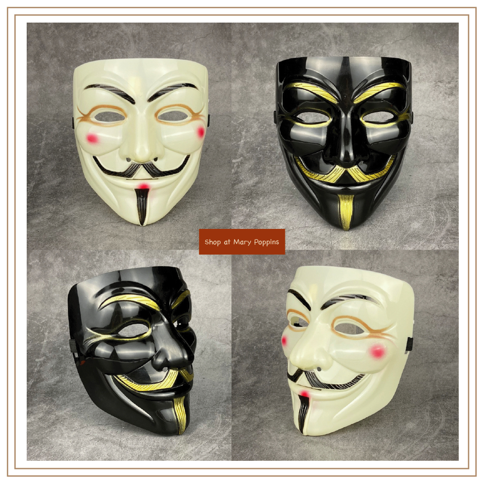 Topeng Halloween V for Vendetta Iconic Guy Fawkes Anonymous Hacker Mask Bahan PVC