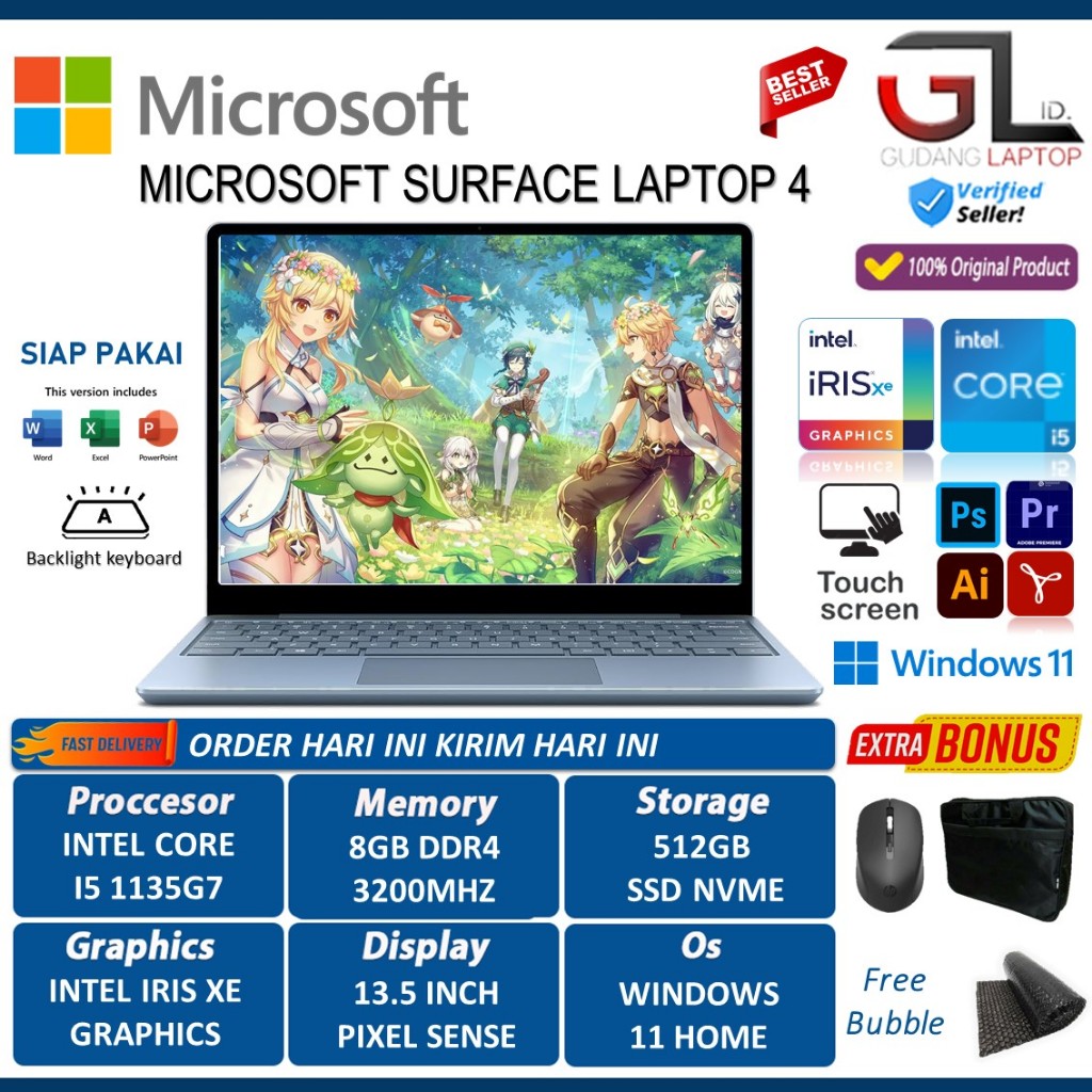Laptop Microsoft Surface Laptop 4 Intel i5 1135G7 8GB 512GB SSD 13.5 Inch Touchsreen BL Win11