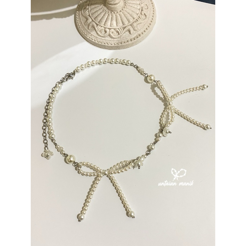 Untaian Manik - Pearl Bow Necklace - Kalung Manik