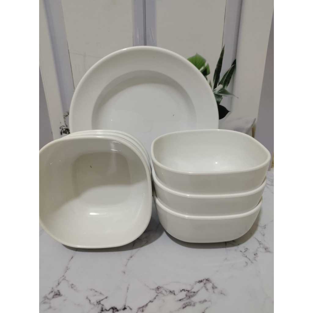 6 pcs/ 1 lusin paketan piring dan mangkuk melamin dinnerware