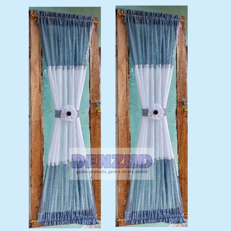 gorden vitrase jendela bunga kupu-kupu variasi 2 warna lebar 100cm tinggi 150cm