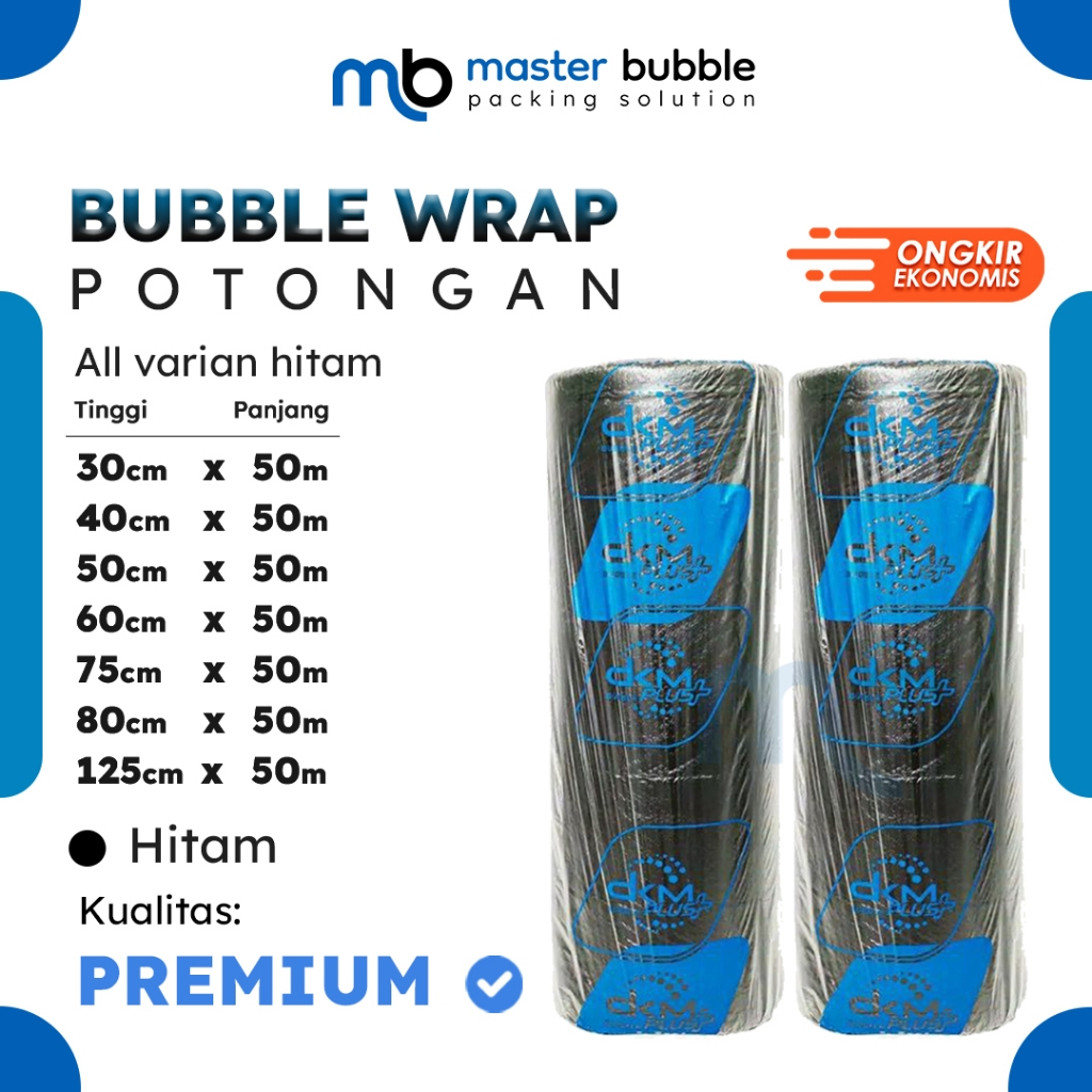 

Plastik Bubble Wrap DKM Potongan 30cm 40cm 50cm 60cm 75cm 80cm 125cm x 50meter Hitam Tebal Premium