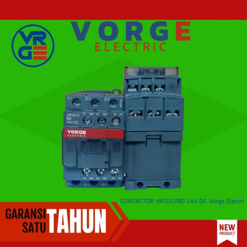 Kontaktor Contactor VORGE VR1D12 BD VR1D12BD 24VDC setara LC1D12 LC1D12BD garansi 1 tahun