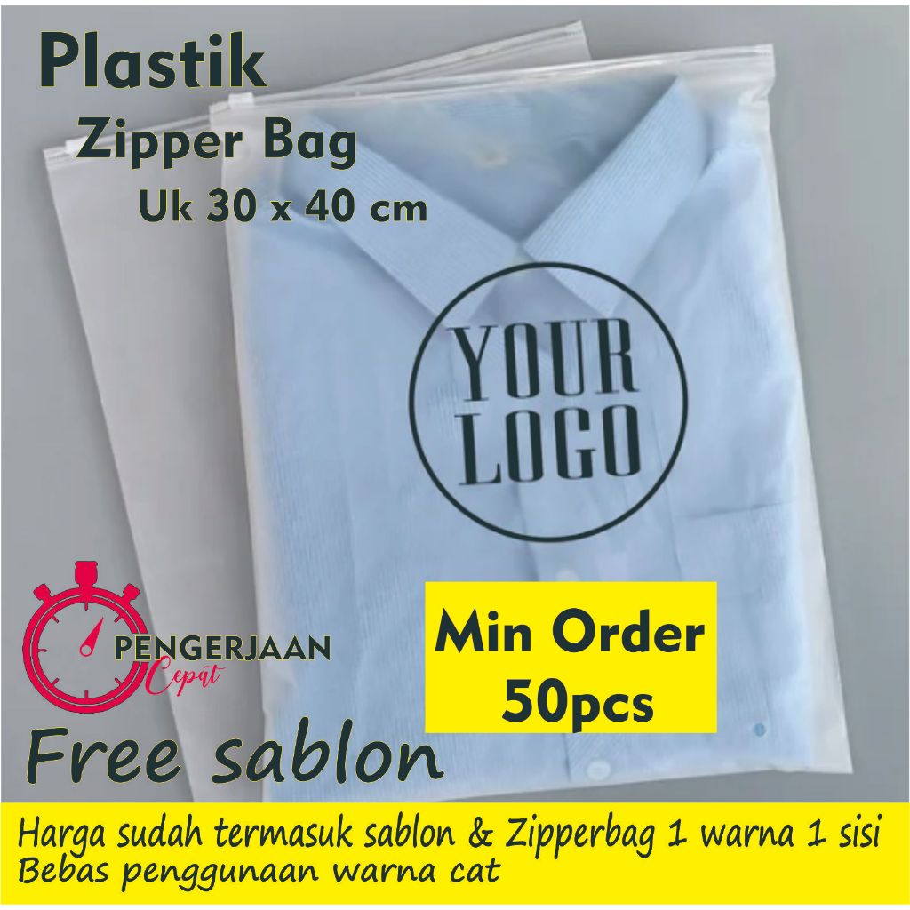 Zipper Bag Custom Sablon /Packing Baju/Zipper lock/travel pouch murah