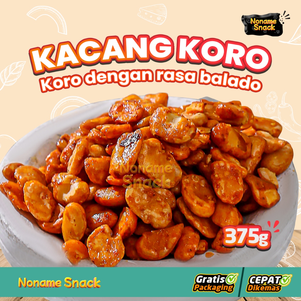 

NoName Snack - Kacang Koro Balado Cemilan Pedas Grosir 375Gr - Tanpa Merk Lebel