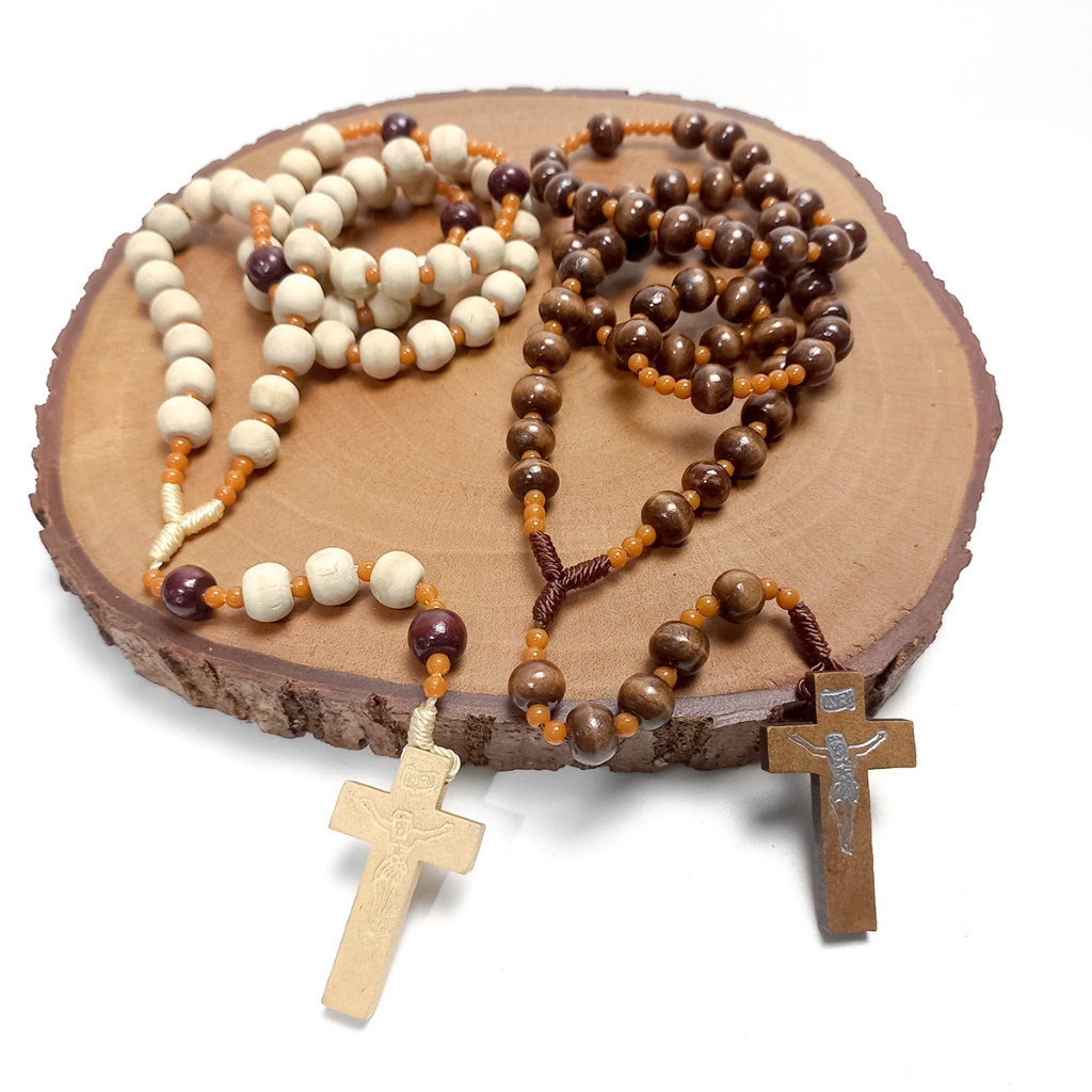 Rosario Bulir Bahan Kayu Kopi 8 Mili / Souvenir Kalung Rosario Katolik