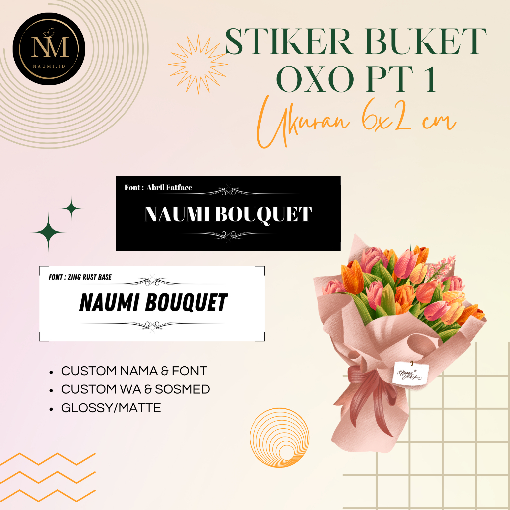 

[ OXO, Part 1 ] STIKER BUKET/STICKER BOUQUET/LABEL BUKET/STIKER LABEL BUKET MURAH Ukuran 6x2 CM