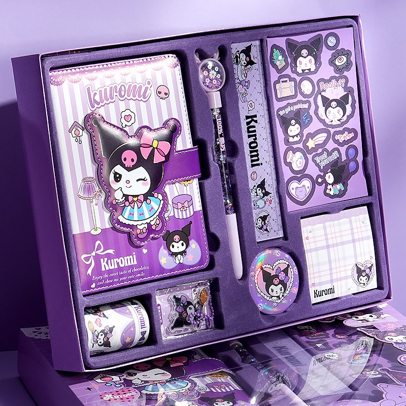 

SANRIO LUXURY NOTEBOOK FULLSET 9 IN 1 GIFT BOX /DIARY GIFT BOX KUROMI & MELODY /NOTEBOOK KUROMI SET