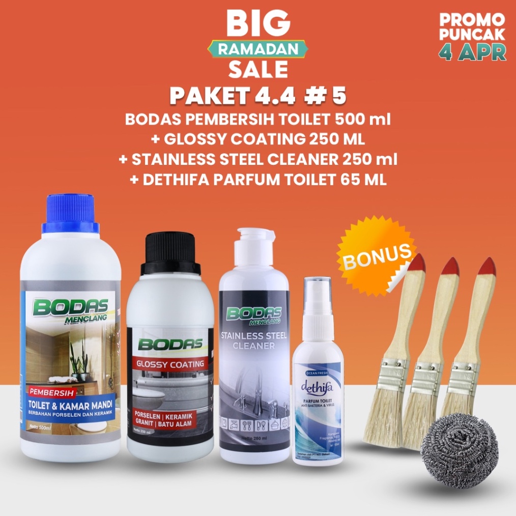 HEBOH Paket Promo 5  BODAS Pembersih Kerak Toilet BODAS 5ml Coating BODAS Stainless Cleaner Dethifa 
