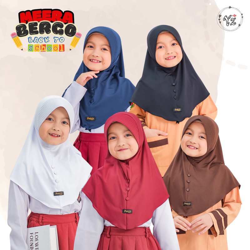 MEERA BERGO KERUDUNG ANAK SEKOLAH SD SMP SMA JILBAB JERSEY HIJAB BASIC POLOS