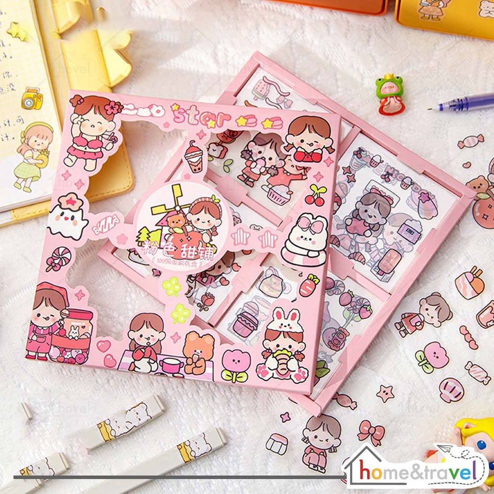 

DAHSYAT HOVELSHOP 1 Lembar Stiker Set Kartun Motif Lucu Scrap Book Phone Case Botol Decoration Waterproof
