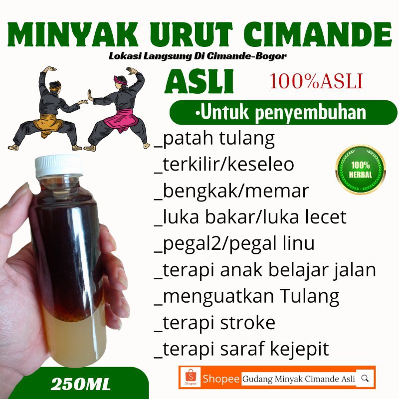 Minyak Cimande Asli Talang Bogor 250ml,Minyak Urut/Pijat Patah Tulang Asli Cimande Talang Bogor